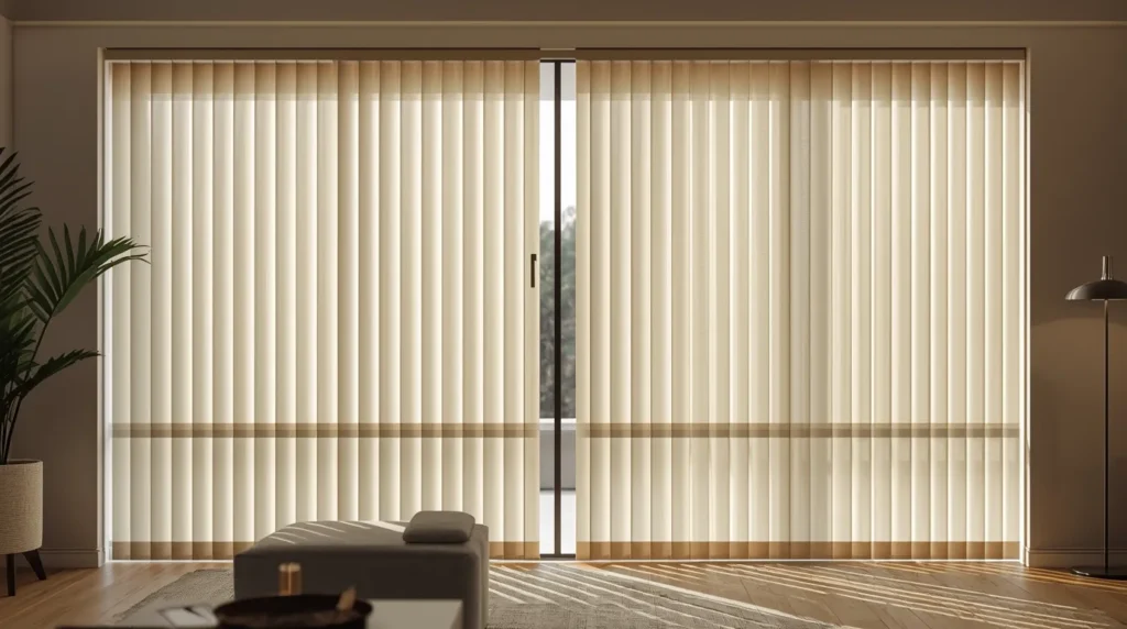 Vertical roman shades for sliding glass doors